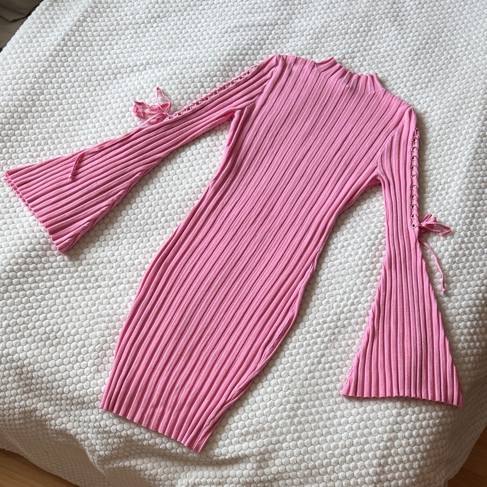 Fashion Nova Pink Ribbed Dress